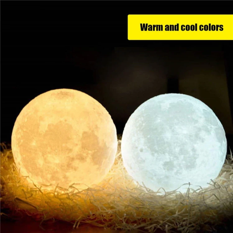 Moon - Lampka nocna do sypialni w kształcie księzyca - Ciepły i Zimny kolor LED - Idealna dla dzieci! - pokaz swiatla.jpeg