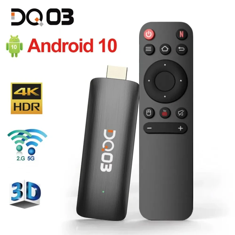 DQ03 - Smart Mini TV Stick Android 10 - Quad Core ARM Cortex A53 2GB 16GB - 4K H.265 - 2.4G&amp;5.8G Wifi - mian.webp