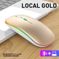 Icem - Mała ergonomiczna mysz bezprzewodowa - RGB - Bluetooth - USB - Klawiatura - Kolor złoty.webp