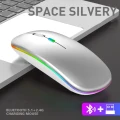 Icem - Mała ergonomiczna mysz bezprzewodowa - RGB - Bluetooth - USB - Klawiatura - Kolor Srebrny.webp