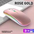 Icem - Mała ergonomiczna mysz bezprzewodowa - RGB - Bluetooth - USB - Klawiatura - Kolor Rose Gold.webp