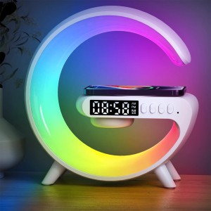 ShineCharge - Wielofunkcyjna lampka - bezprzewodowa ładowarka 15W - zegar - biały