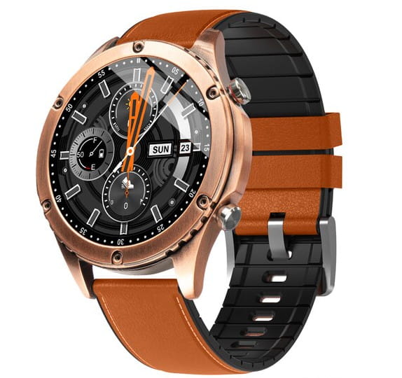 Inteligentny zegarek smartwatch męski FIT Bluetooth Android Apple - ZŁOTO BRĄZOWY.jpg