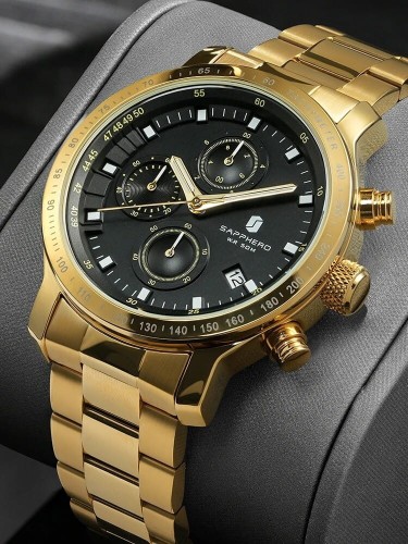 Złoty Zegarek Męski Chronograph  Luksusowy Zegarek Sportowy  -main-image-2.jpeg