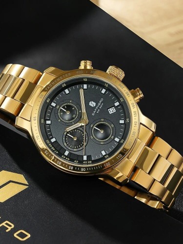 Złoty Zegarek Męski Chronograph  Luksusowy Zegarek Sportowy  -main-image-3.jpeg