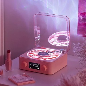 Retro Gramofon Głośnik Bluetooth z Białym Szumem i Podświetleniem RGB – Gramofon Vintage z Funkcją Uspokajającą - Jasny Róż