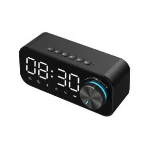 Wielofunkcyjny Budzik Bluetooth z Radiem FM i MP3 | Głośnik LED z Basem | Zegar Cyfrowy i Odtwarzacz Muzyczny, Czarny