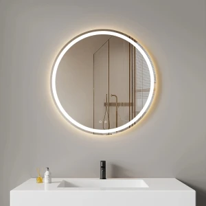 Lustro LED okrągłe 50 cm łazienkowe Anti-fog Dotyk 3 Barwy światła