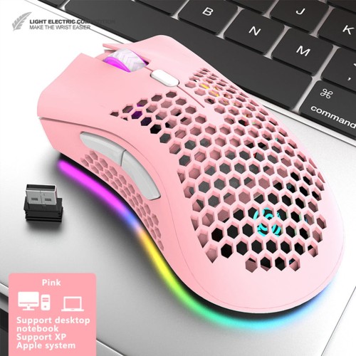Mysz bezprzewodowa do komputera - dla graczy - RGB - Różowa.jpeg