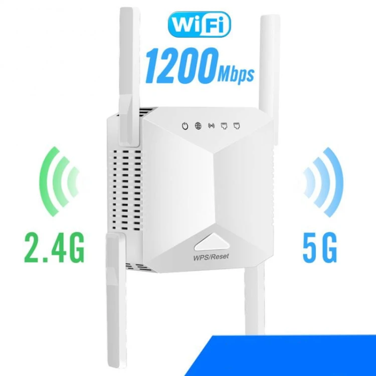 Wzmacniacz zasięgu WIFI 2.4-5G - Repeater 3001200 Mbps - biały - 1200mbps.jpeg