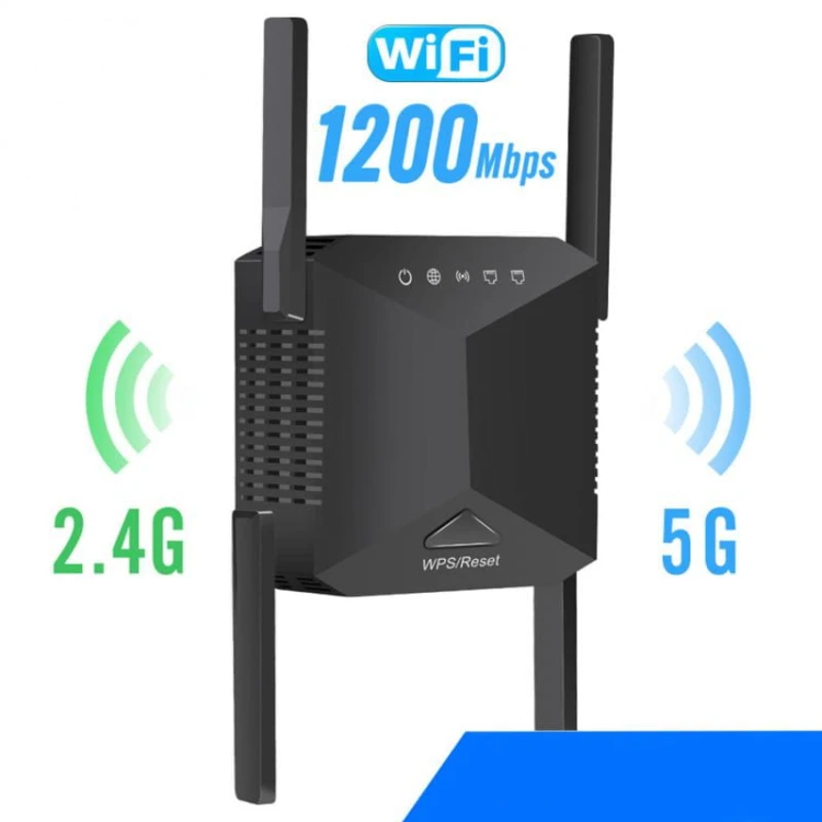 Wzmacniacz zasięgu WIFI 2.4-5G - Repeater 3001200 Mbps - czarny - 1200 mbps.jpeg