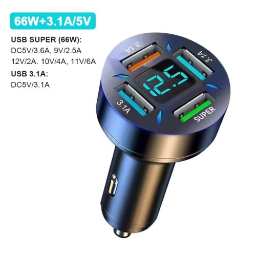 Ładowarka samochodowa z 4 portami ładowania - USB 3.0 - USB-C - USB SUPER 66W.jpeg