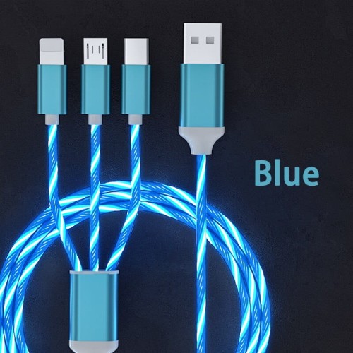 Kabel do telefonu 3 w 1 - USB-C - Lightning - Micro-USB - Świecący - 1M - main.jpeg