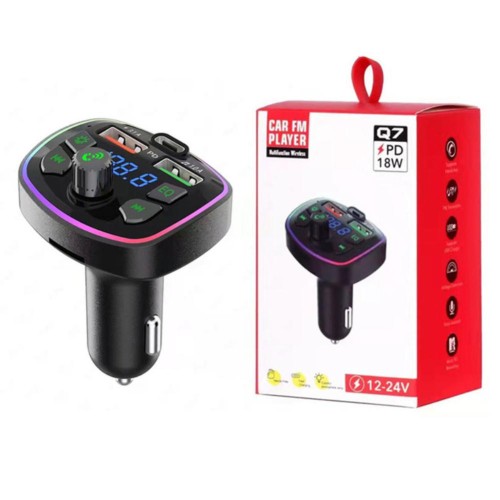 Transmiter Bluetooth do samochodu Q7 - Czarny - 2x USB + USB-C - Bluetooth 5.0 - RGB - MAIN.jpeg