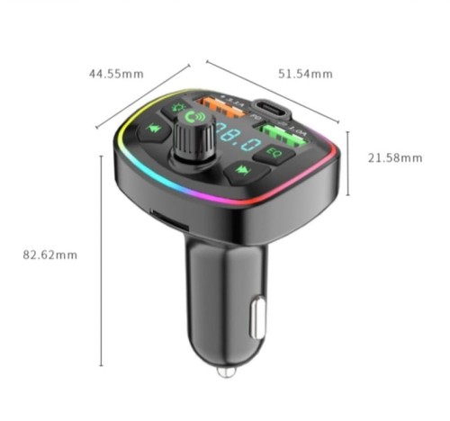 Transmiter Bluetooth do samochodu Q7 - Czarny - 2x USB + USB-C - Bluetooth 5.0 - RGB - main 2.jpeg