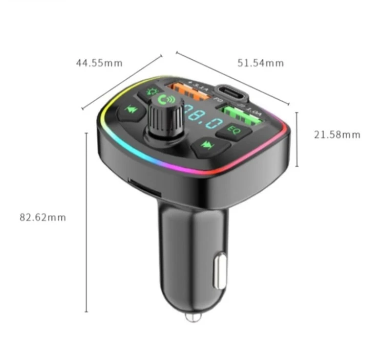 Transmiter Bluetooth do samochodu Q7 - Czarny - 2x USB + USB-C - Bluetooth 5.0 - RGB - main 2.jpeg