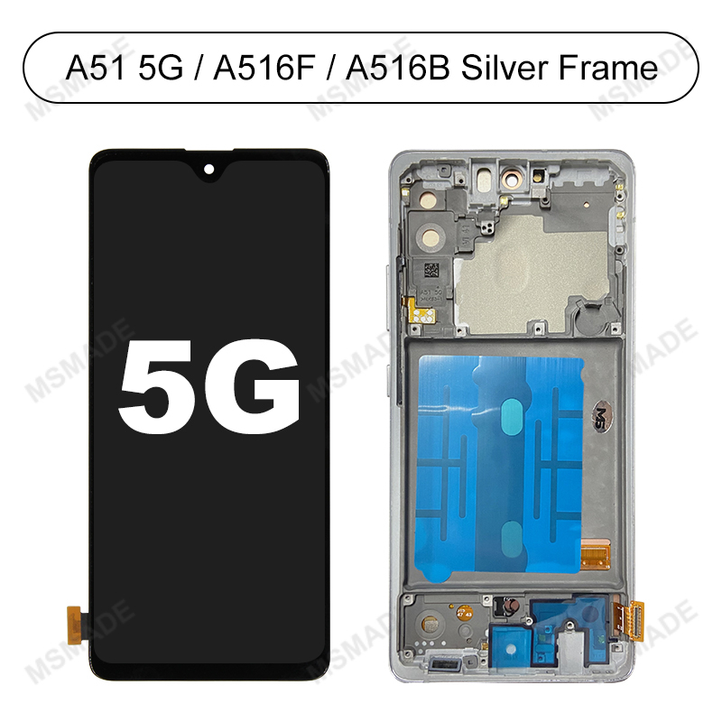 Samsung Galaxy A51 5G A516 LCD DIGITIZER ramka opis srebrna ramka