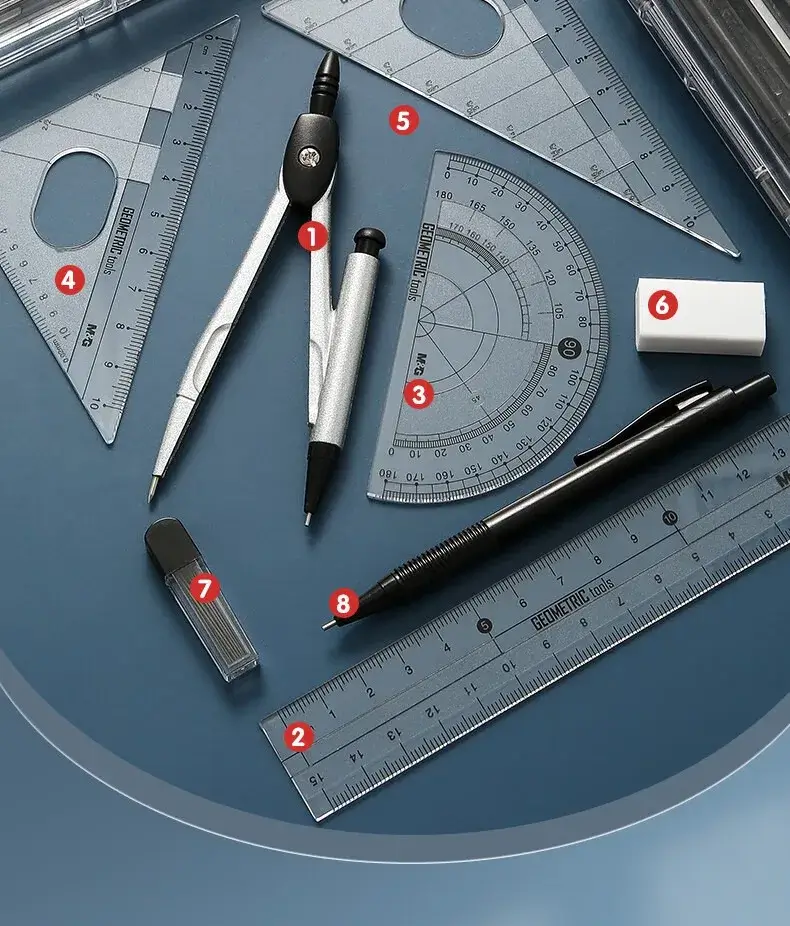Zestaw do geometrii 8 sztuk
